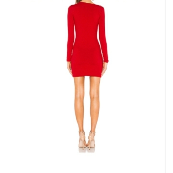 Susana MONACO RED LONG SLEEVE ASYMMETRICAL DRESS - Picture 3 of 11